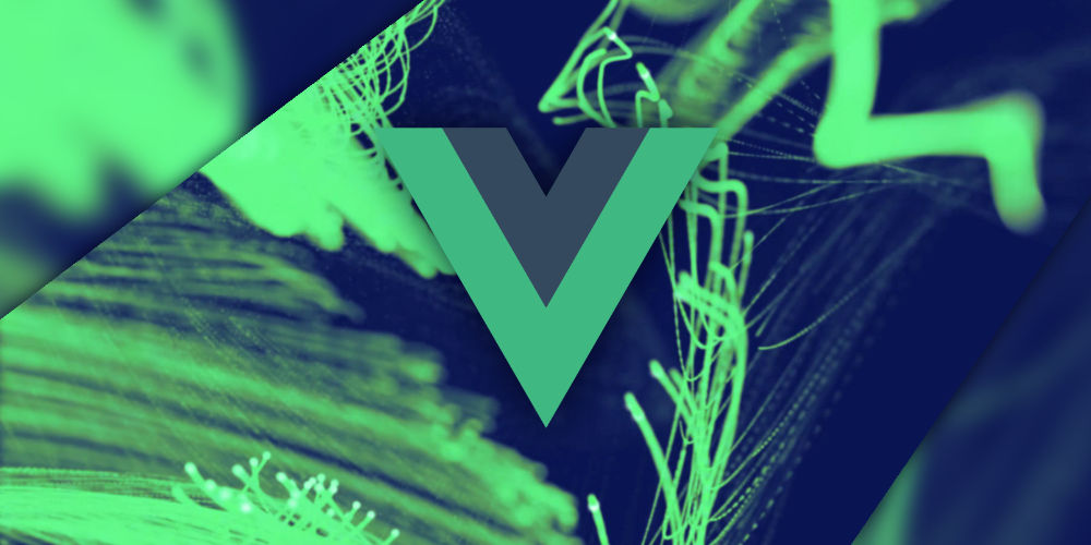 Vue.js badge on abstract green background